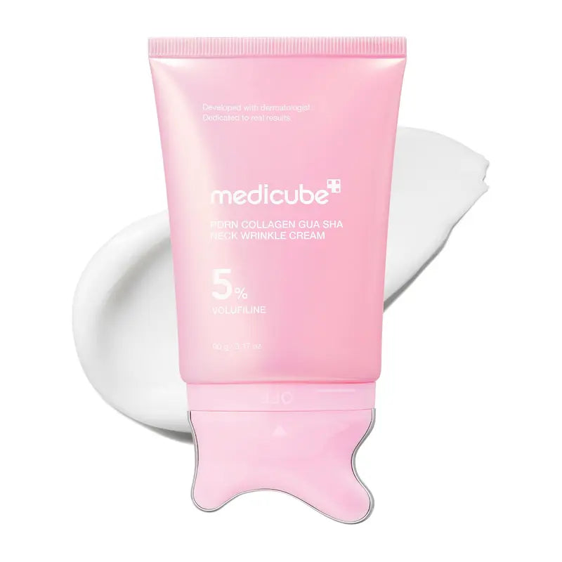 [NEW] [Medicube] PDRN Collagen Gua Sha Neck Wrinkle Cream | Built-In Gua Sha Massager with Volufiline 5% + PDRN | Firming, Contour Care for the Look of Fine Lines, Jawline, Neck, Décolleté,Underarms, Chest, Legs, Shoulder | Massage Cream | Korean Skincare